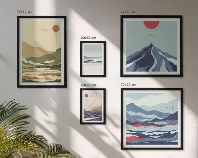 Modernes Wandbilderset mit Berglandschaften und Naturmotiven