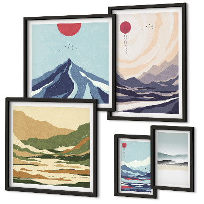 Bildergalerie-set für die wand Abstrakte Berglandschaften