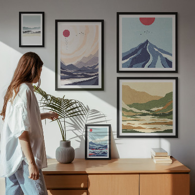 Bildergalerie-set für die wand Abstrakte Berglandschaften