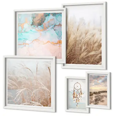 Modernes Wandbilder-Set mit natürlichen Boho- und Ethno-Landschaften