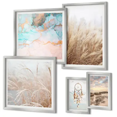 Modernes Wandbilder-Set mit natürlichen Boho- und Ethno-Landschaften