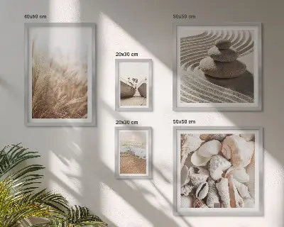 Bilderset fürs Sofa mit Muscheln und Sand vom Meer
