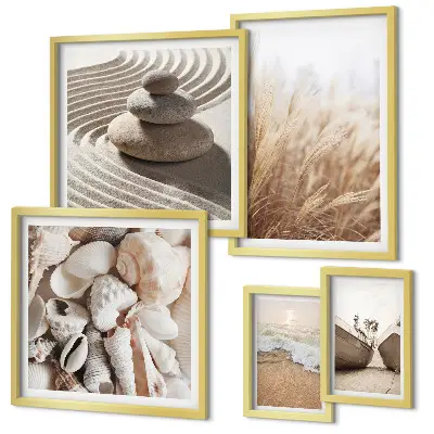 Bilderset fürs Sofa mit Muscheln und Sand vom Meer