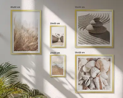 Bilderset fürs Sofa mit Muscheln und Sand vom Meer