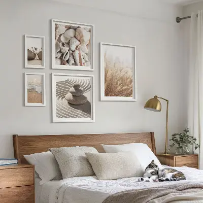 Bilderset fürs Sofa mit Muscheln und Sand vom Meer