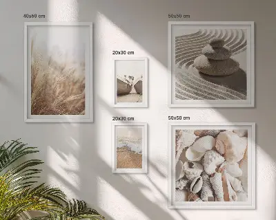Bilderset fürs Sofa mit Muscheln und Sand vom Meer