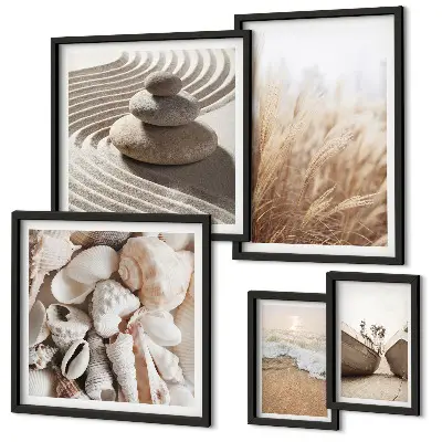 Bilderset fürs Sofa mit Muscheln und Sand vom Meer