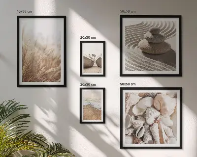 Bilderset fürs Sofa mit Muscheln und Sand vom Meer