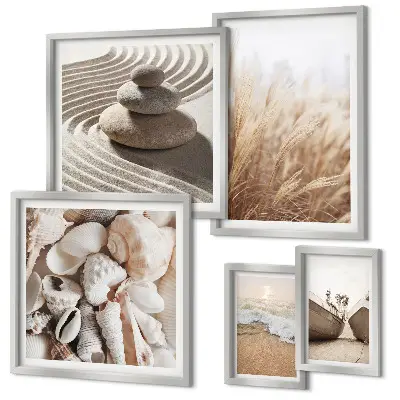 Bilderset fürs Sofa mit Muscheln und Sand vom Meer
