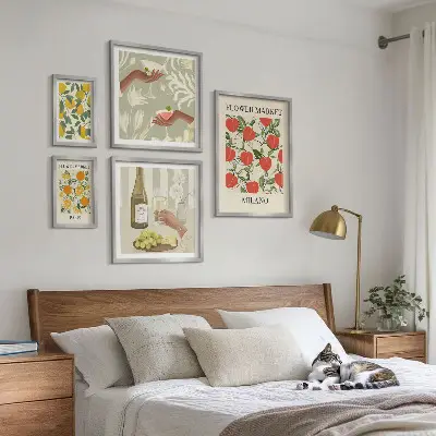 Bildergalerien-Set für die Wand mit Vintage Obst- und Blumenmarkt Motiven