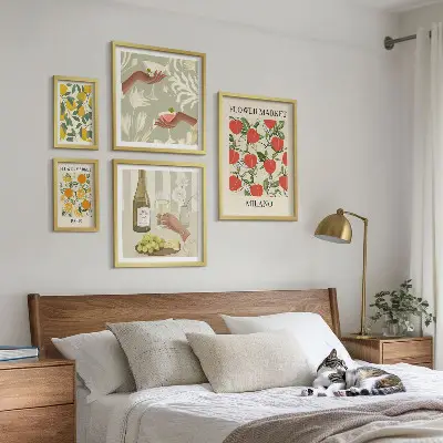 Bildergalerien-Set für die Wand mit Vintage Obst- und Blumenmarkt Motiven