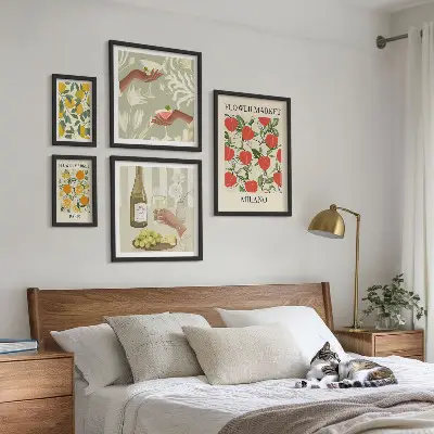 Bildergalerien-Set für die Wand mit Vintage Obst- und Blumenmarkt Motiven