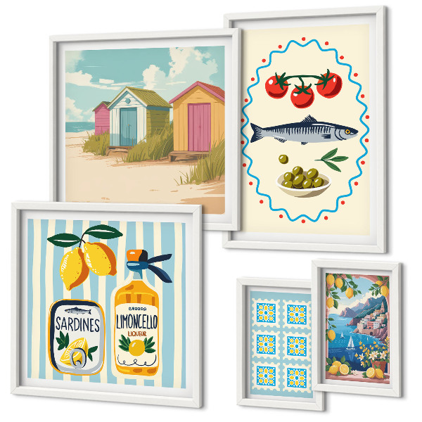 Modernes wandbilder-set Aromen der mediterranen Küche