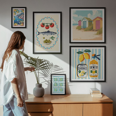 Modernes wandbilder-set Aromen der mediterranen Küche