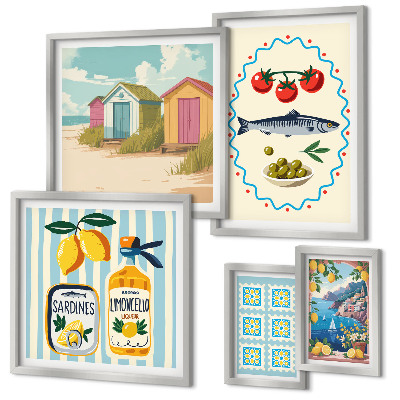 Modernes wandbilder-set Aromen der mediterranen Küche