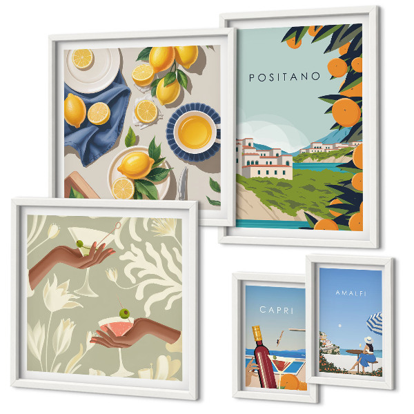 Modernes wandbilder-set Italienurlaub Amalfi Capri