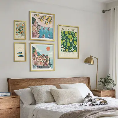 Modernes Wandbilder-Set mit tropischem Früchtemotiv für den Urlaub