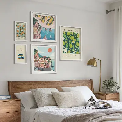 Modernes Wandbilder-Set mit tropischem Früchtemotiv für den Urlaub
