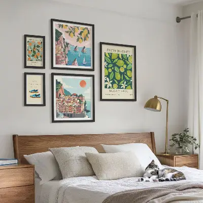 Modernes Wandbilder-Set mit tropischem Früchtemotiv für den Urlaub
