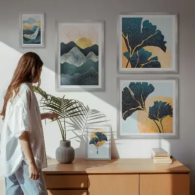 Bildergalerie-Set für die Wand mit stilvollen Bergpflanzenlandschaften