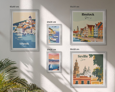 Modernes wandbilder-set Landschaften von Küstenstädten