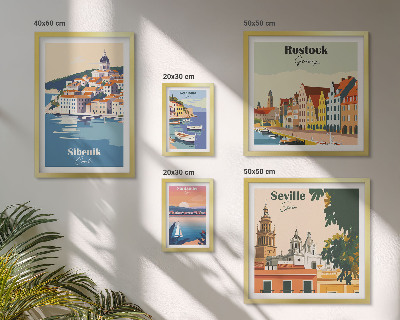 Modernes wandbilder-set Landschaften von Küstenstädten