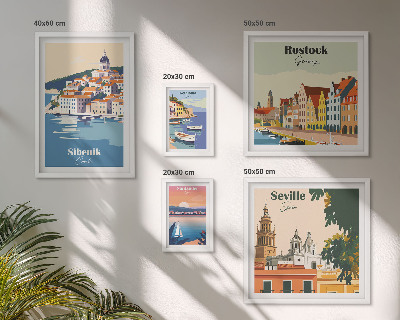 Modernes wandbilder-set Landschaften von Küstenstädten
