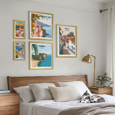 Modernes wandbilder-set Malerische Städte Europas