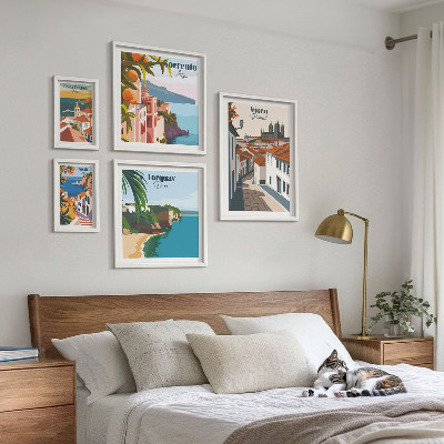 Modernes wandbilder-set Malerische Städte Europas
