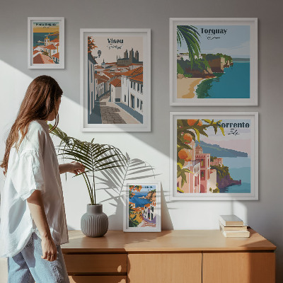 Modernes wandbilder-set Malerische Städte Europas