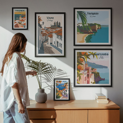 Modernes wandbilder-set Malerische Städte Europas