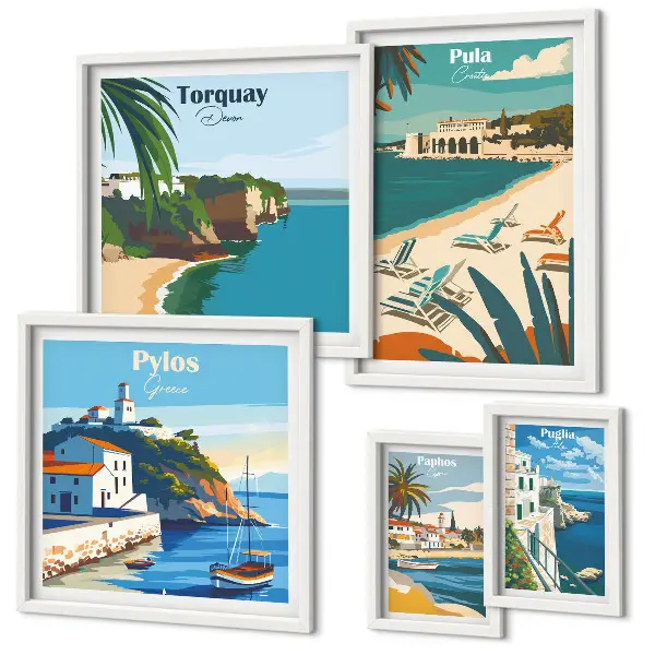 Bildergalerie-Set für die Wand mit Motiven von Küstenlandschaften Europas