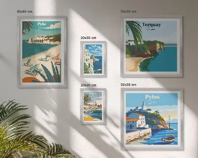 Bildergalerie-Set für die Wand mit Motiven von Küstenlandschaften Europas