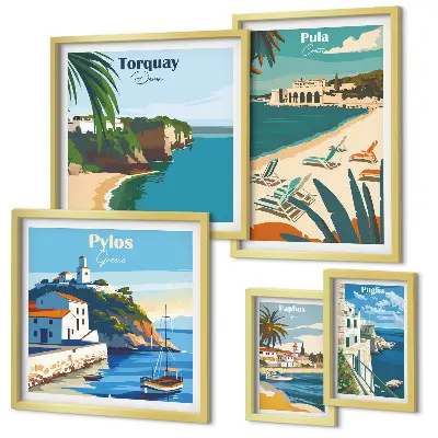 Bildergalerie-Set für die Wand mit Motiven von Küstenlandschaften Europas