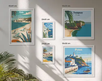 Bildergalerie-Set für die Wand mit Motiven von Küstenlandschaften Europas
