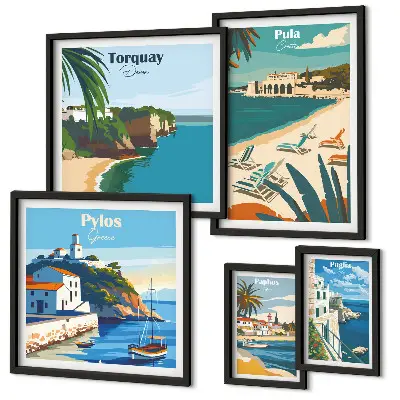 Bildergalerie-Set für die Wand mit Motiven von Küstenlandschaften Europas