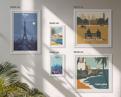 Modernes wandbilder-set Europäische Retro-Ikonenstädte