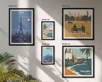 Modernes wandbilder-set Europäische Retro-Ikonenstädte