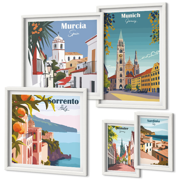 Bildergalerie-set für die wand Architektur europäischer Städte