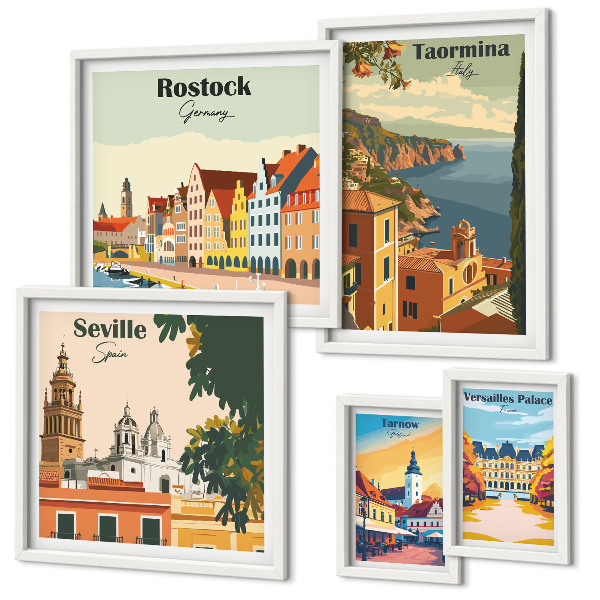 Modernes wandbilder-set Landschaften europäischer Städte