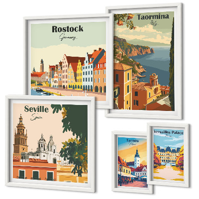 Modernes wandbilder-set Landschaften europäischer Städte