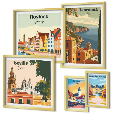 Modernes wandbilder-set Landschaften europäischer Städte