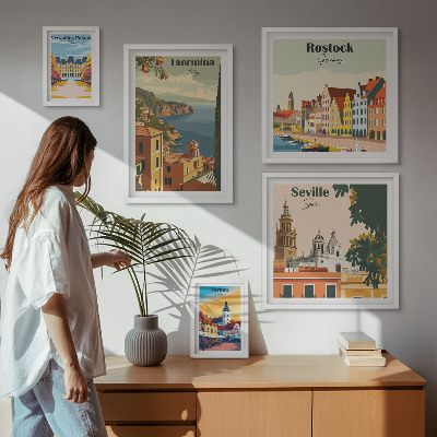 Modernes wandbilder-set Landschaften europäischer Städte