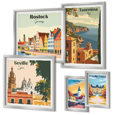 Modernes wandbilder-set Landschaften europäischer Städte