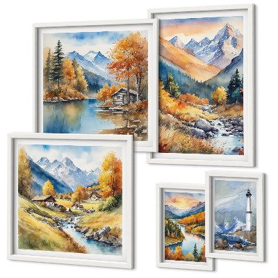 Bildergalerie-set für die wand Leuchtturm an den Gebirgsflüssen