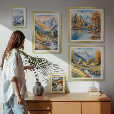 Bildergalerie-set für die wand Leuchtturm an den Gebirgsflüssen