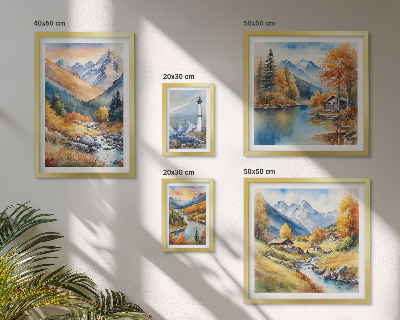 Bildergalerie-set für die wand Leuchtturm an den Gebirgsflüssen
