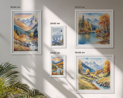 Bildergalerie-set für die wand Leuchtturm an den Gebirgsflüssen