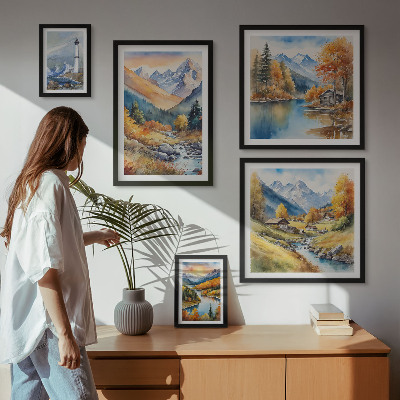 Bildergalerie-set für die wand Leuchtturm an den Gebirgsflüssen