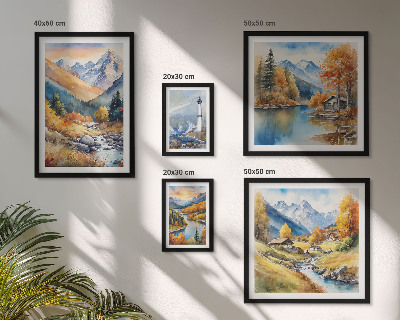 Bildergalerie-set für die wand Leuchtturm an den Gebirgsflüssen